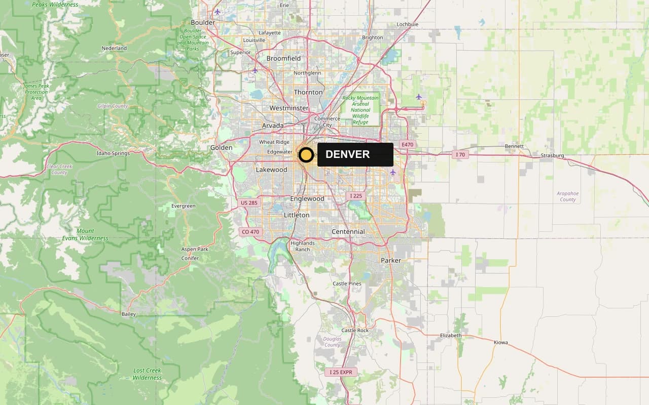 Map of Denver and surrounding Front Range communities