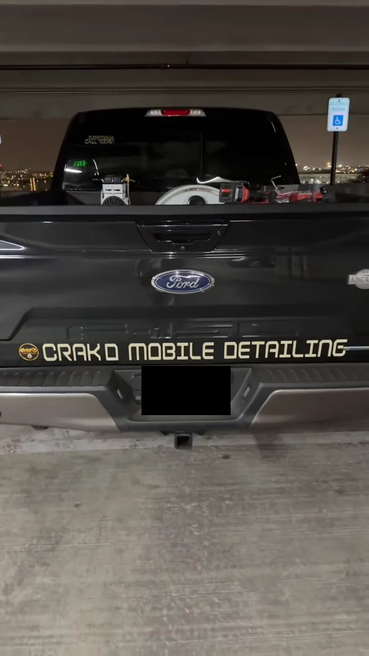 Crakd Mobile Detailing branding on the equipment rig