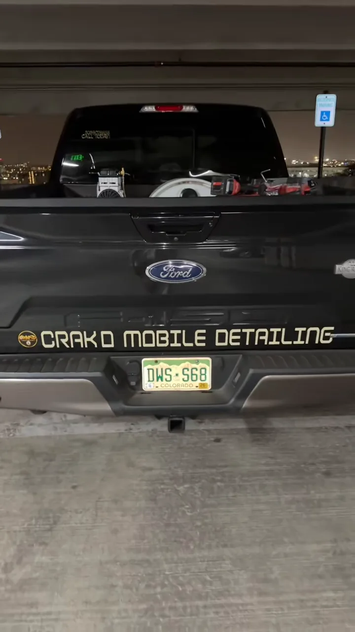 Crakd Mobile Detailing branding on the equipment rig