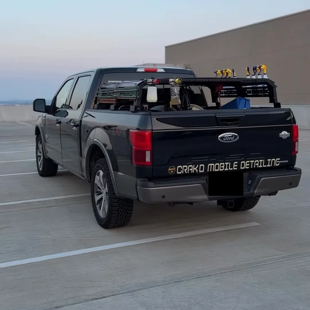 Crakd Mobile Detailing truck and equipment rig at sunset